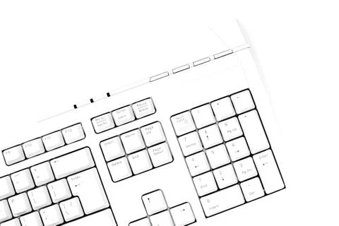 White abstract computer technology background. PC keyboard. Top view Stock Photos