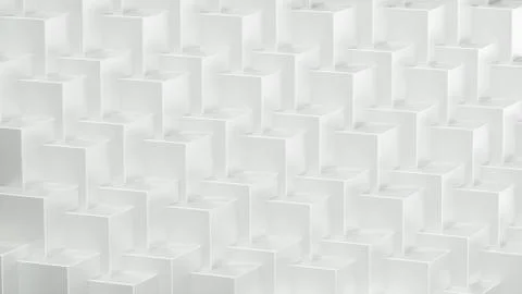 White abstract cubes background. Repeating pattern. 3D illustration Stockillustratie