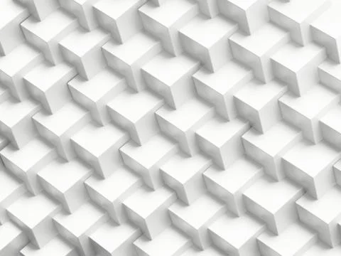 White abstract cubes background. Repeating pattern. 3D illustration Stock Illustration