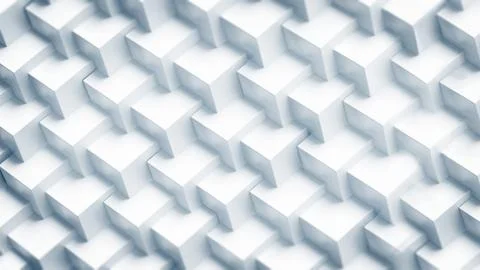 White abstract cubes background. Repeating pattern. 3D illustration Stock Illustration