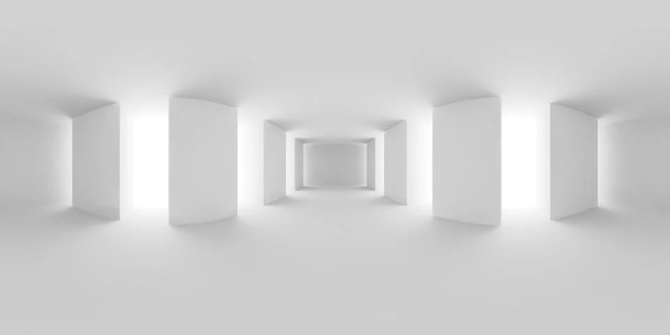 White abstract empty room with columns HDRI map Stock Illustration