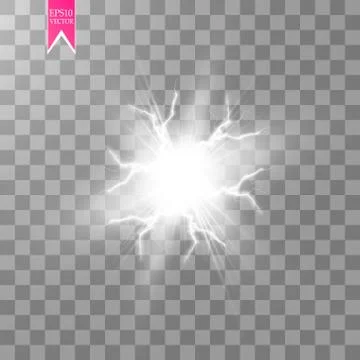 White abstract energy shock explosion special light effect with spark. Vector Stock Illustration