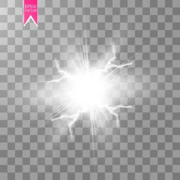 White abstract energy shock explosion special light effect with spark. Vector Stock Illustration