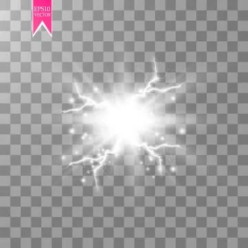 White abstract energy shock explosion special light effect with spark. Vector Stock Illustration