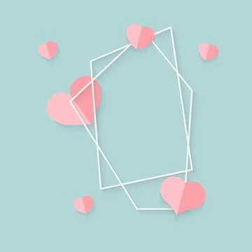 White abstract frame paper cut pink heart vector Stock Illustration