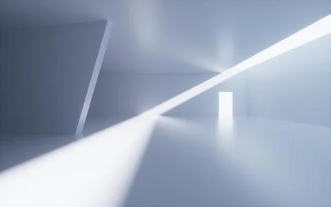White abstract geometric architecture, Interior geometry scene, 3d rendering. Stock-Illustration