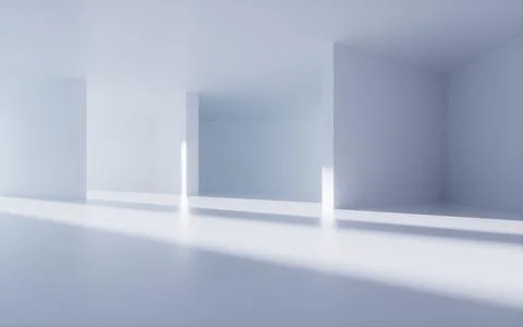 White abstract geometric architecture, Interior geometry scene, 3d rendering. Ilustración de archivo