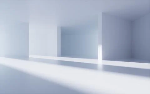 White abstract geometric architecture, Interior geometry scene, 3d rendering. Stock Illustration