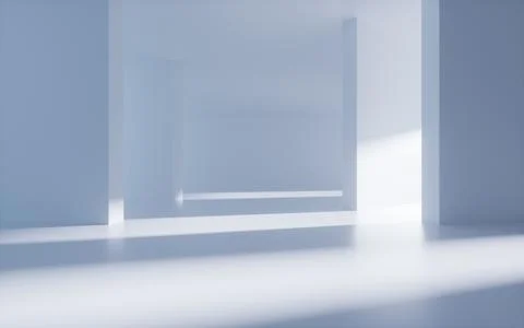 White abstract geometric architecture, Interior geometry scene, 3d rendering. Stock Illustration
