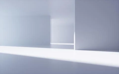 White abstract geometric architecture, Interior geometry scene, 3d rendering. Ilustración de archivo
