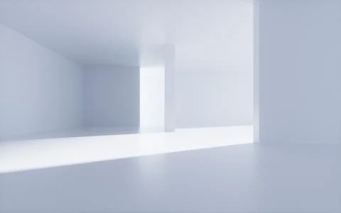 White abstract geometric architecture, Interior geometry scene, 3d rendering. Ilustración de archivo