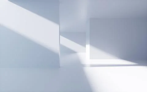 White abstract geometric architecture, Interior geometry scene, 3d rendering. Stock Illustration