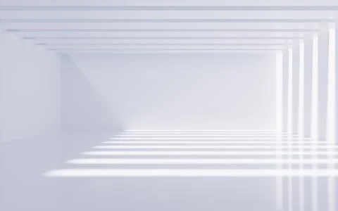 White abstract geometric architecture, Interior geometry scene, 3d rendering. Ilustración de archivo