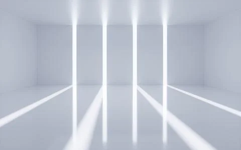 White abstract geometric architecture, Interior geometry scene, 3d rendering. Ilustración de archivo