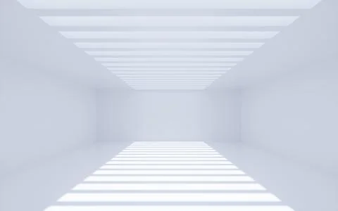 White abstract geometric architecture, Interior geometry scene, 3d rendering. Stock Illustration