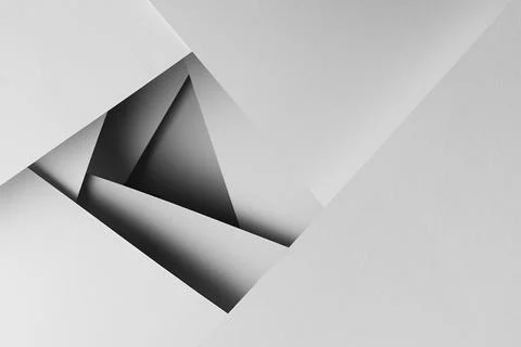 White abstract geometric background with complex flat spaces as swirl or tunn Foto stock