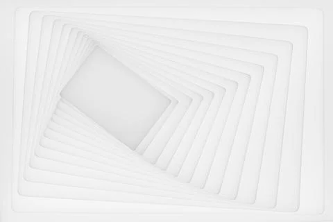 White abstract geometric background with perspective illusion, minimal style. Stockfoto's