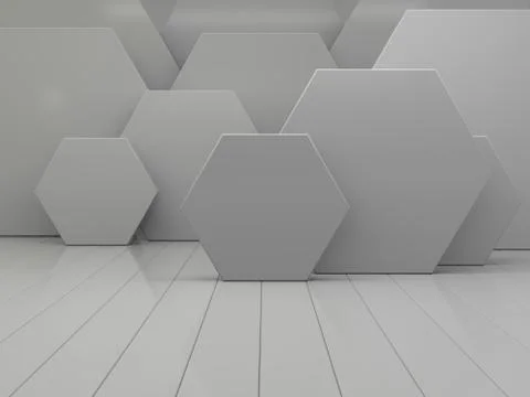 White abstract geometric hexagonal abstract background. 3D Stock Illustration