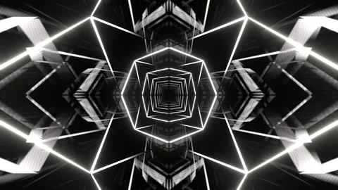 White Abstract Geometric Neon Corridor Background VJ Loop l 4K Stock Footage 304974559