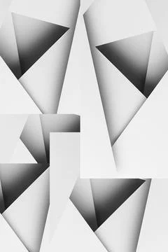 White abstract geometric pattern of flat spaces, lines, stripe, corners with  Stock Photos