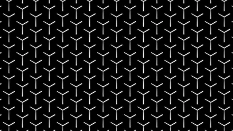 White abstract geometric pattern loop with spinning Y-shapes on black background Stock Footage 340137603