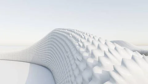 White abstract geometric wave pattern with a minimalist design on a soft g... Stock Photos