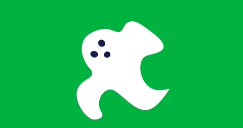 White abstract ghost shape floating on transparent canvas, showing three blue Stock Footage 317479446
