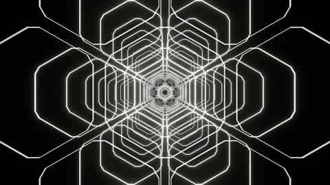 White Abstract Glowing Hexagonal Structure Background VJ Loop in 4K Stock Footage 334717629