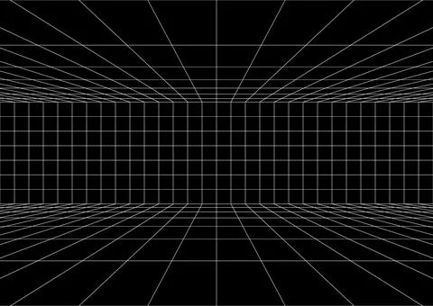White Abstract Grid Structure Of Empty Room With White Far Wall Stock Illustration