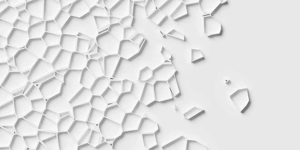 White abstract irregular geometric polygons pattern background, wallpaper b.. Stockillustratie