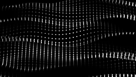 White abstract lattice waves moving dynamically on black background. Stock Footage 127854834