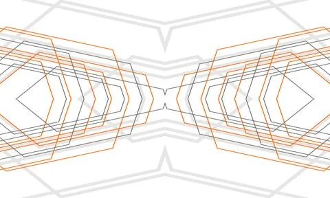 White abstract modern background with gray and orange geometric lines and Stock Illustration