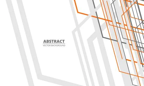 White abstract modern background with gray and orange geometric lines and Stock Illustration