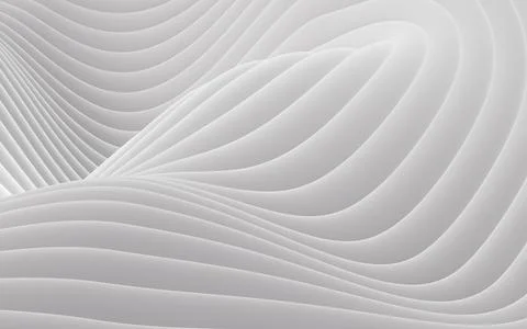 White abstract multi-layered curved background, 3d rendering. Stock Illustration