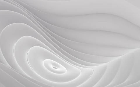 White abstract multi-layered curved background, 3d rendering. Stock Illustration