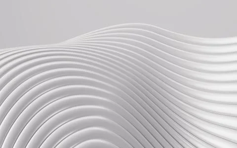 White abstract multi-layered curved background, 3d rendering. Stockillustratie