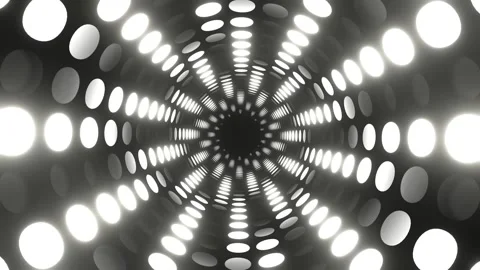 White Abstract Neon Circle Light Rotation Background VJ Loop in 4K Stock Footage 305919805