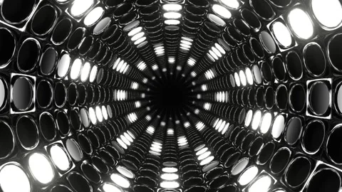 White Abstract Neon Light Rotation Tunnel Background VJ Loop in 4K Stock Footage 279220853