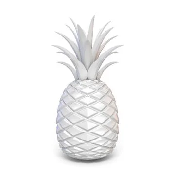 White abstract pineapple 3D rendering illustration on white background 스톡 일러스트
