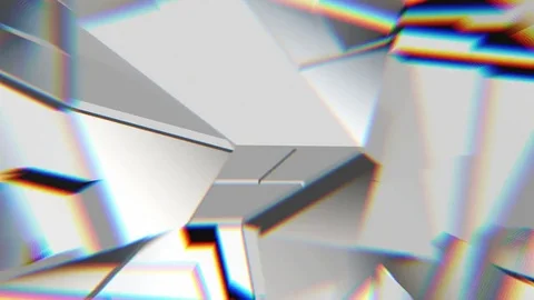 White abstract polygonal broken shapes fluctuate seamless loop. 3D animation. Stock Footage 85141327