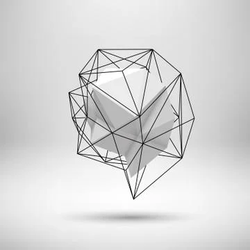 White Abstract Polygonal Shape Illustrazione stock