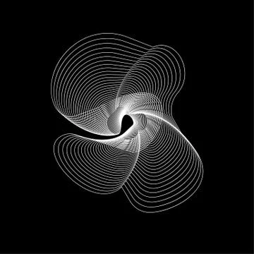 White abstract shape on black background Stock Illustration