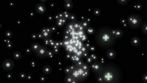 White abstract shining pluses in motion on black background Vídeo Stock 135246699