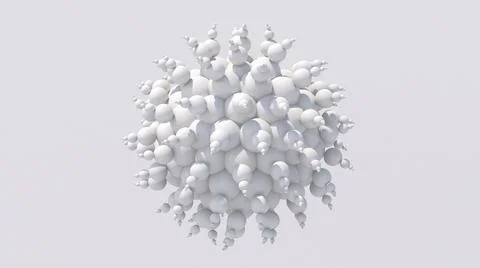White abstract sphere. Group of glossy balls. 3d render. Illustrazione stock