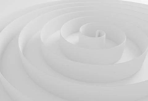 White abstract spiral border background 3d illustration Stock Illustration