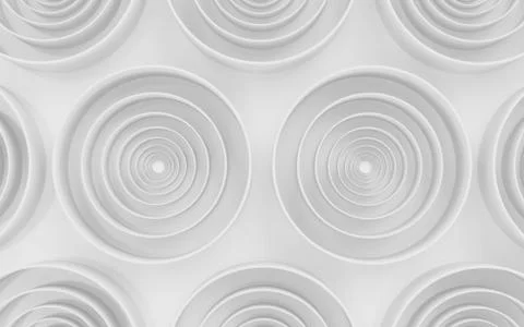 White abstract technology circles background texture 3d render illustration Stock Illustration