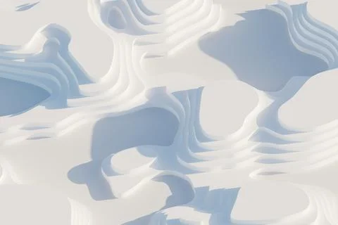 White Abstract Topographic Map With Layered Wavy Lines And Smooth Curves 库存插图