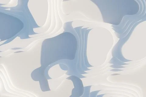 White Abstract Topographic Map With Layered Wavy Lines And Smooth Curves Stock Illustration