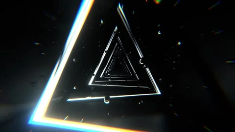 White Abstract Triangular Corridor with Levitating Spheres Background VJ Loo Stock Footage 299686092