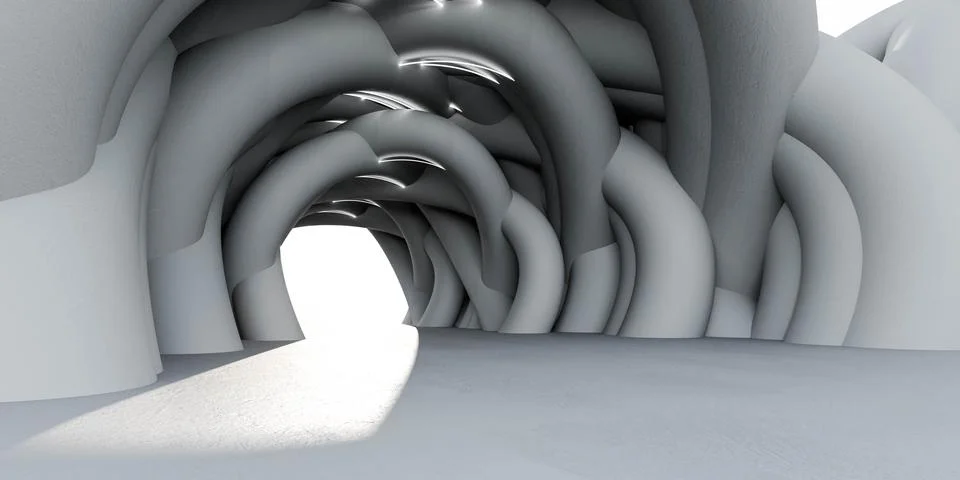 White abstract tunnel 3d render illustration 스톡 일러스트